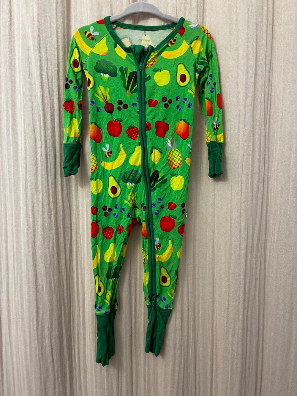 Little Sleepies Green Fruit-Print Footed One-Piece 6-12
